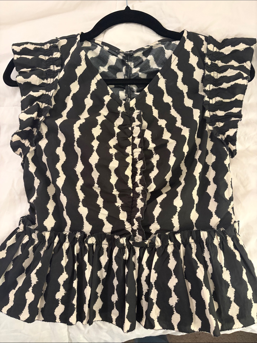 Rails Black And Cream Printed Button-Front Top